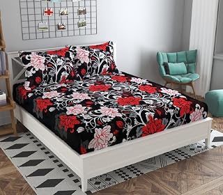 3D Polycotton Double Bed Bedsheet with Two Pillow Covers_Size-90 * 90