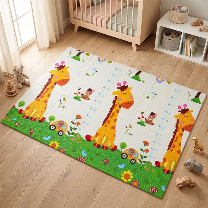 Extra Large Reversible Baby Play Mat for Floor 6.5x5 ft - Dino ABC | B