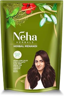 Neha Herbal Mehandi, Natural Henna Herbal Base Hair Color, Enriched wi