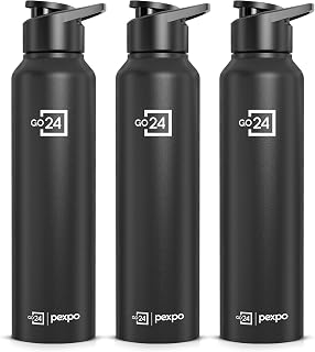 Go24 pexpo Stainless Steel Water Bottle Chromo Knight Black 950ml | Si