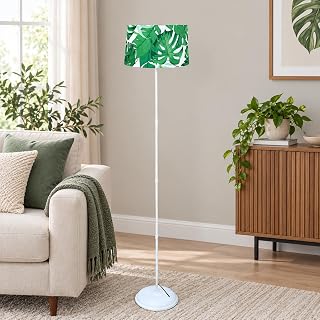 tu casa White Metal-Iron Base Foldable Floor Lamps with Palm Print & S