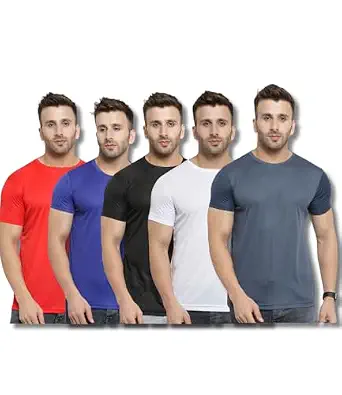 AWG ALL WEATHER GEAR Dry Fit (Pack of 5, T Shirts for Men | Gym T Shir