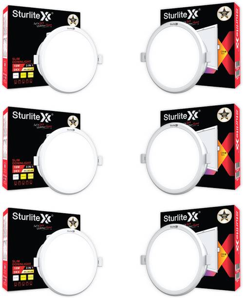 Sturlite Dex 15W (3 in1) Round LED Downlight - (Pack of 6) Recessed Ce