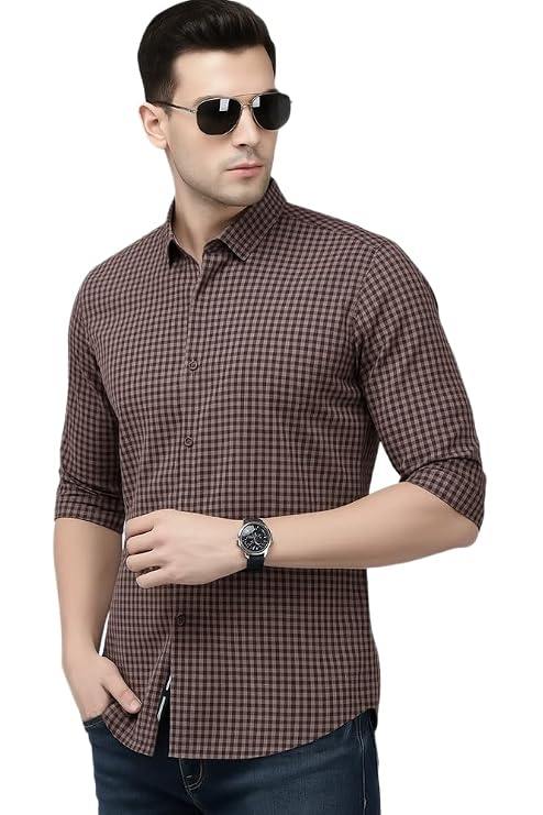 Mens Casual N Formal Single Pocket Check Shirt