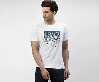Men White Round Neck Activewear T-Shirt