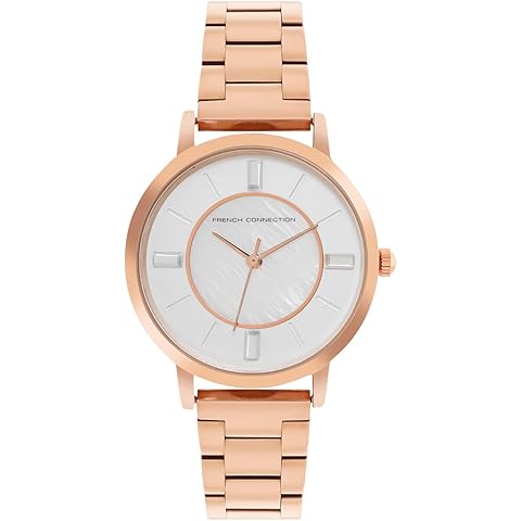 French Connection Ephiphany MOP White Round Analog Watch with Rose Gol