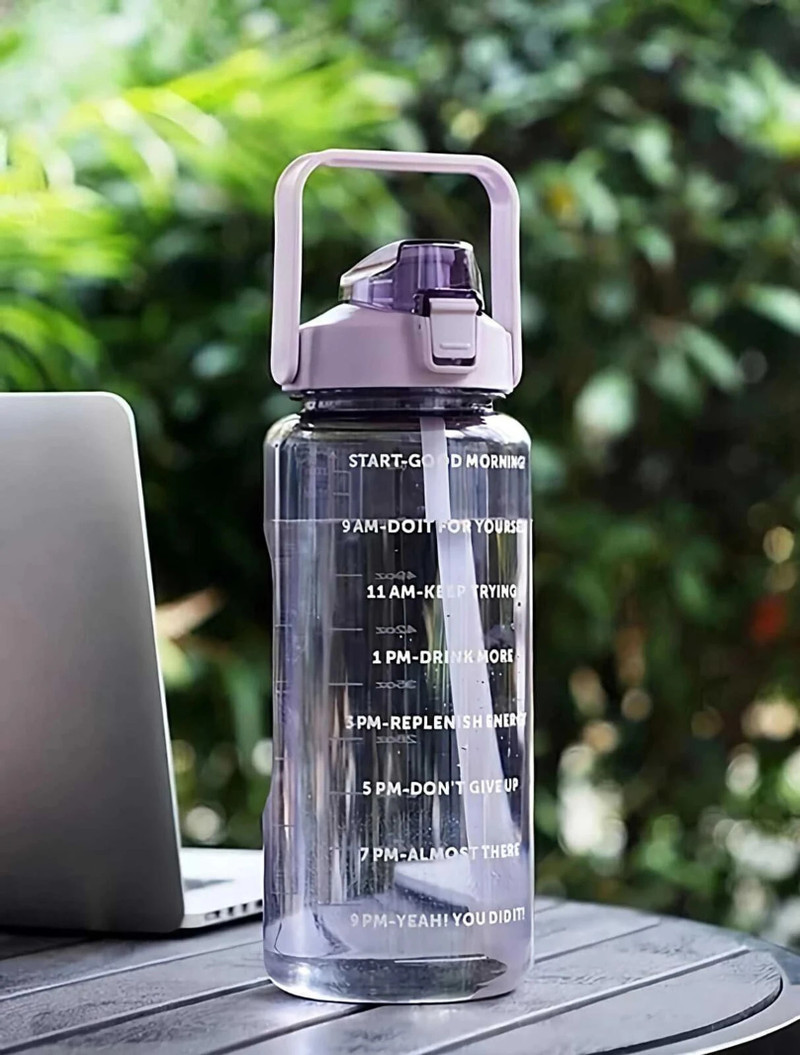 VENSWISE MOTIVATIONAL WATER BOTTLE 2000ML-PURPLE 2000 ml PET, Plastic
