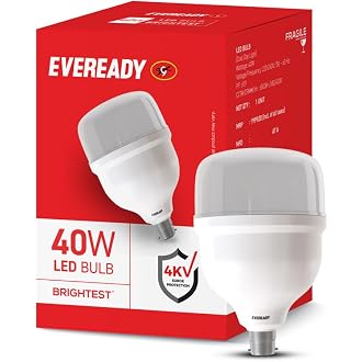 EVEREADY 40W LED Hammer Bulb, B22 Base, Cool Day Light (6500K) High Lu