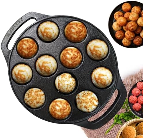Cast Iron 8  inch (20 CM) Paniyaram Pan (12 Cavities) | Pan for Appe/G
