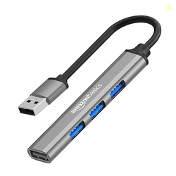 4-in-1 Hub Multiport Adapter, USB Hub with Aluminium Shell, 1 x USB 3.
