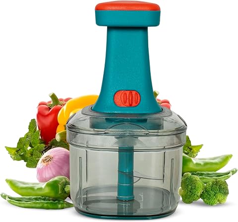 ISSVWO Tekcool Manual Hand Press Push Chopper with 6 Blades for Effort