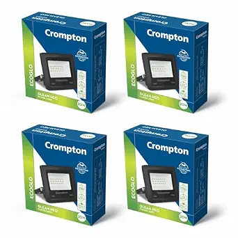 Crompton Aluminium Gleam 20W LED Flood Light | Outdoor Waterproof Secu
