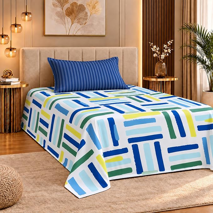 Home Stylish 280 TC Floral Print Ezyption Cotton 1 Single Bedsheet wit