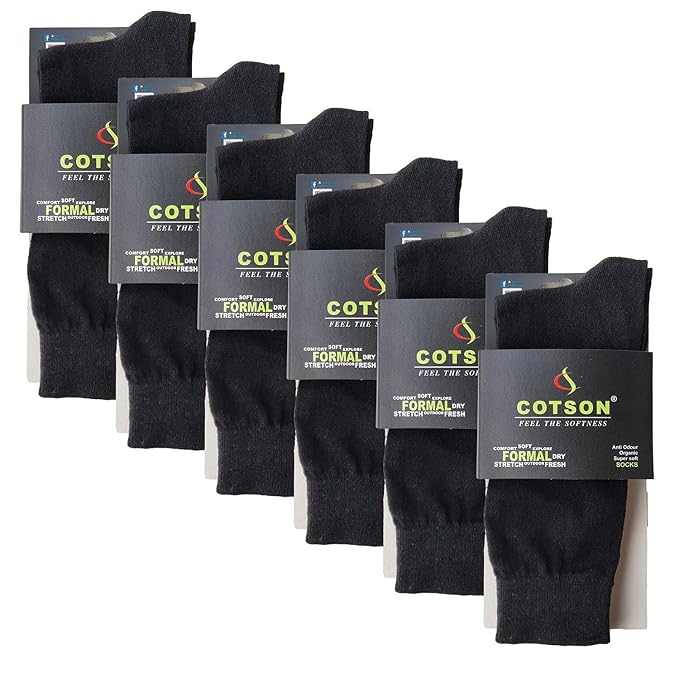 Cotson Men's Organic Cotton Full Length Socks (Black, Free Size) Pack