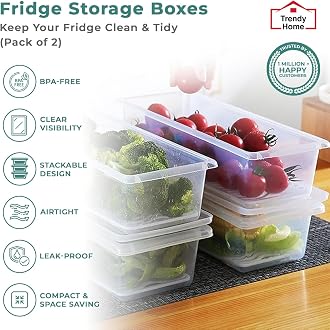 Senego (Pack of 6 Fridge Storage Boxes, Plastic Boxes for Storage, Sto