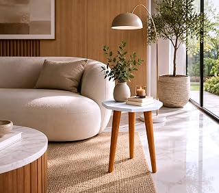 Foldable Wooden Side Table, Round End Table, Plant Stand, Bedside Tabl