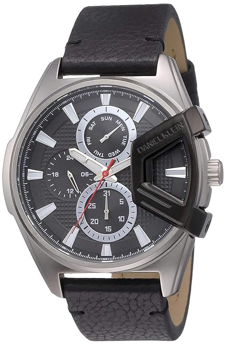 Daniel Klein Leather Analog Black Dial Men's Watch-Dk12158-1