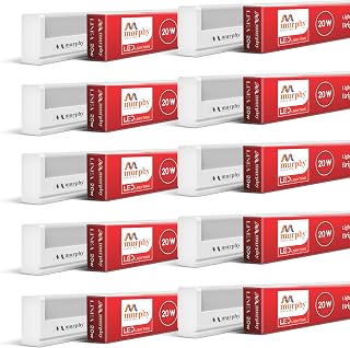 Murphy 20W Cool White GU10 LED Slim Batten Tubelight - Pack of 10, Ene
