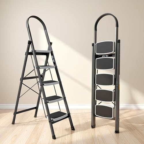 Steel 5 Step Ladder for Home/Wide Anti Skid 5 Step Ladder Foldable/5 Y