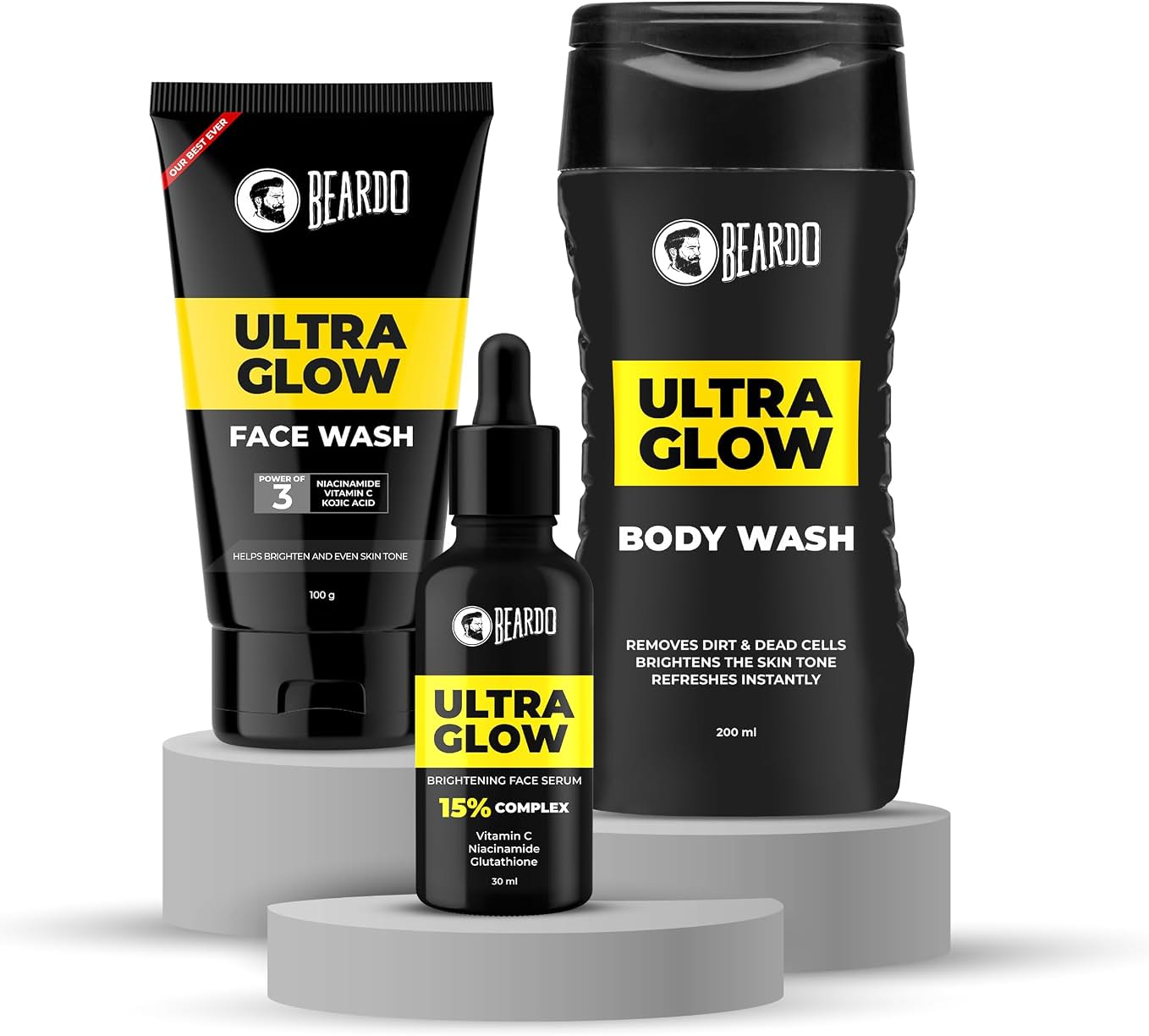 Beardo Alpha Glow Up Kit for Men  Bodywash, Face Serum & Facewash | Br