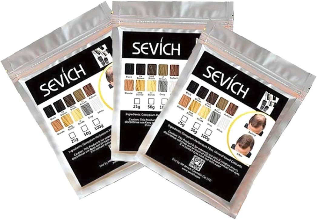 Sevich All Hair Building Fiber Refill Bag (75 g, Black) - Pack of 3