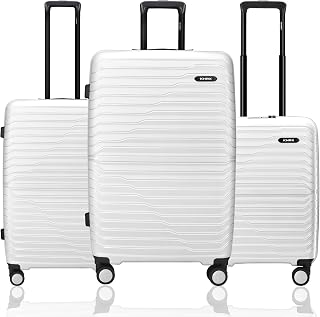 Kyoto 3-Piece Luggage Set White Polypropylene Hard Shell Suitcase Set