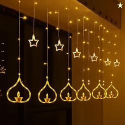 Deep Diya Curtain Decorative LED String Lights  3 Meter Warm White Plu