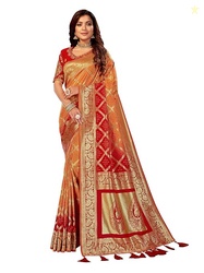 MANOHARI Banarasi Silk Traditional saree with Unstitch Heavy Blouse Pi