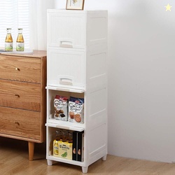 J K INTERNATIONAL 4 Compartments Plastic Chest of Drawers (White)