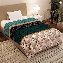 Story@Home Premium Plush Summer Double Bed Dohar/AC Blanket - Teal & B