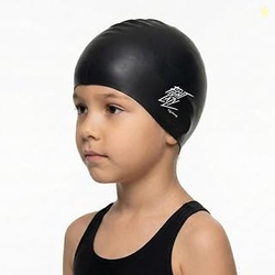 Kids Swimming Cap | Silicone, Black, Unisex, No Hair Pulling, Waterpro