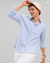 Lyphy Men Regular Fit Striped Spread Collar Casual Shirt