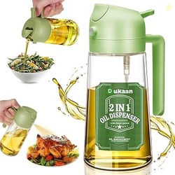 DUKAAN Oil Spray Bottle for Cooking, Premium Glass 2 in 1 Oil Dispense