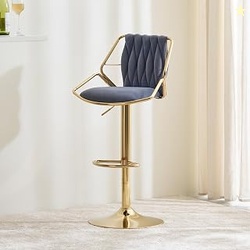 Home Centre | Noura Bar Chair | Metal Bar Stool | Grey | 1 Year Warran