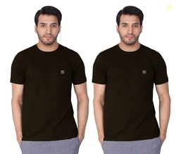 Lux Nitro Pack of 2 Men's Round Neck Solid Tshirt Black