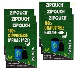 Zipouch Compostable Garbage Bag Large Size - Pack of 6, Eco-Friendly D