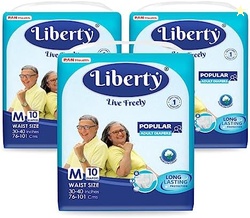 Liberty  Popular Adult Diapers, Tape Style, Medium (M) Size, 30 Count,