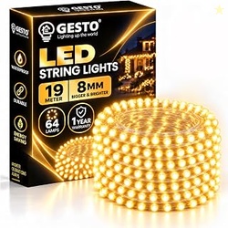 19 Meter LED String Lights  Warm White 8mm Big Led Fairy Lights for De