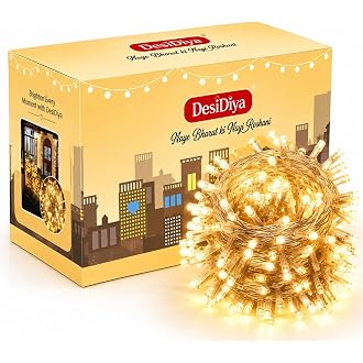 Desidiya Diya Shape Diwali Lights for Decoration for Home- 12 LED Warm