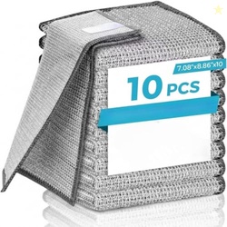 MAHNTMART [ 10-pcs ] Wire Dishwashing Rags for Wet and Dry Non-Scratch