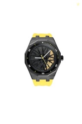 ZAVOURE Nate Chronograph Men's Watch, Analog Black Dial (Black, Yellow