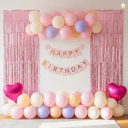 40 Pcs Birthday Decoration Kit | Balloons, Banner, Foil Curtains & Sta