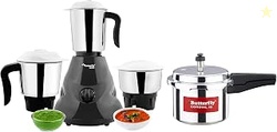 Hero Mixer Grinder, 500W, 3 Jars (Grey) & Cordial Induction Base Alumi