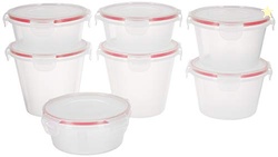 Amazon Brand - Solimo Plastic Kitchen Storage Container Set, 7-Pieces,