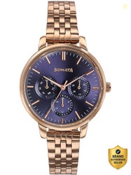 SONATA Verve Sonata Verve Quartz With Navy Blue Rose Gold Sheet Metal