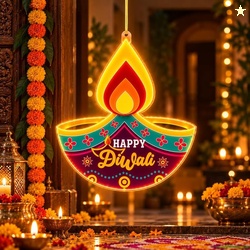 Desidiya Diya LED Hanging Light | Warm White Double-Sided Festival Dco