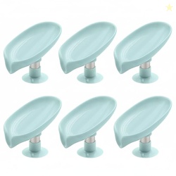 Self-Draining Soap Dish (Set of 6)  Modern Leaf Design with Drainage H