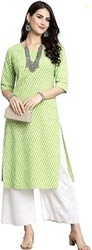 Womens Crepe Kurti | Ethnic Printed Design | Straight Fit | Round Neck