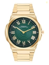 French Connection Textured Green Round Dial with Gold Stainless Steel